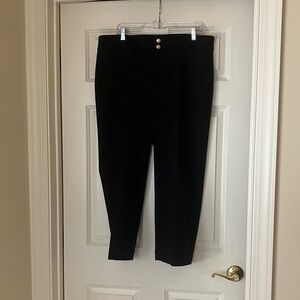 Chico's Black Ponte Ankle Pants with Gold Buttons